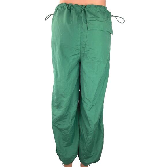 Super Massive Women Green Windbreaker Baggy Parachute Drawstring Trouser Pants M - Picture 3 of 6